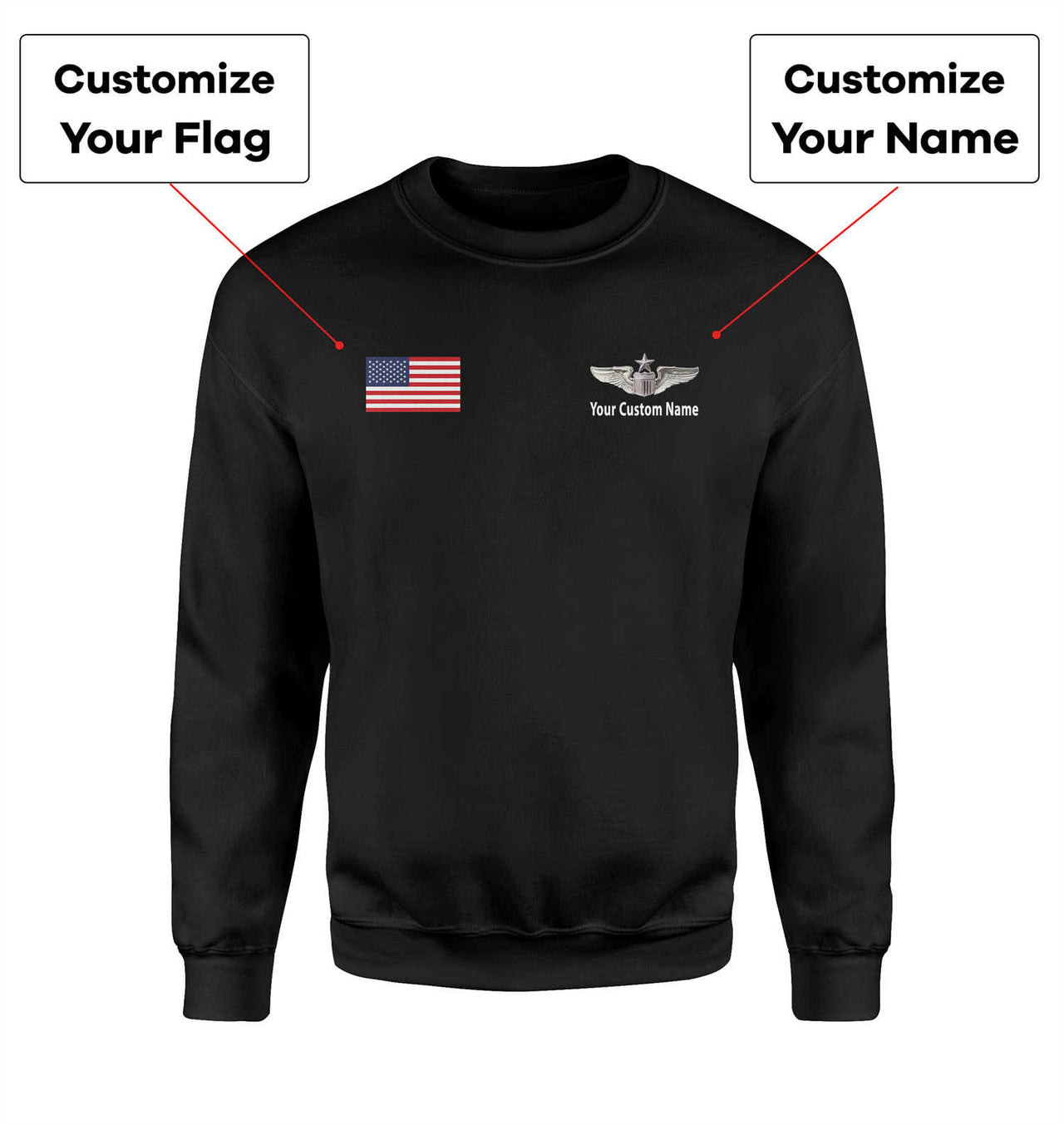 Custom Flag & Name with (US Air Force & Star) Designed 3D Sweatshirts