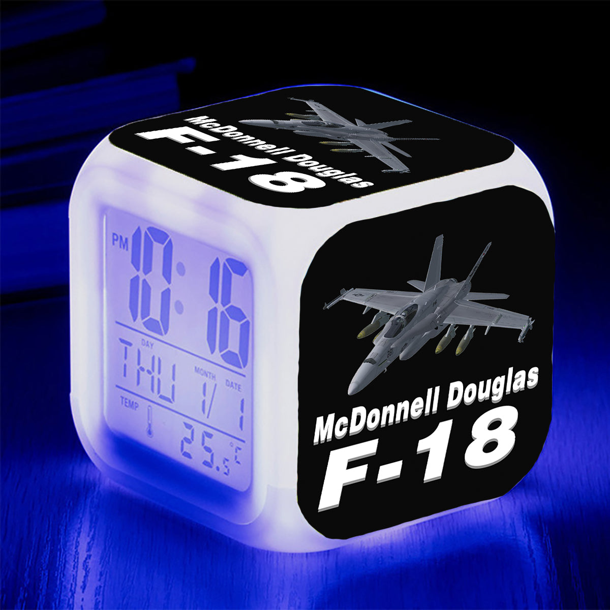 The McDonnell Douglas F18 Designed "7 Colour" Digital Alarm Clock