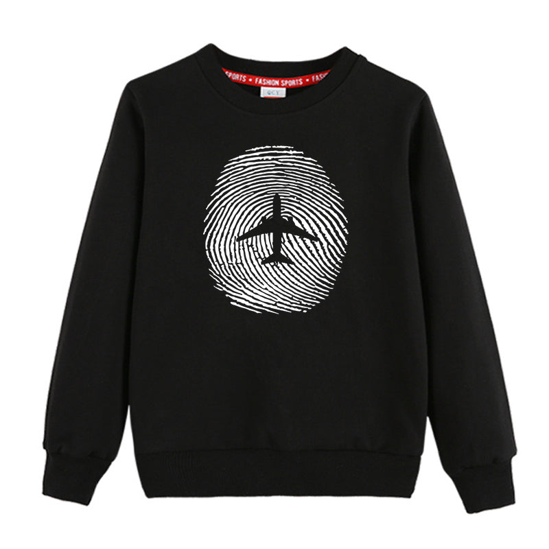 Aviation Finger Print Designed "CHILDREN" Sweatshirts