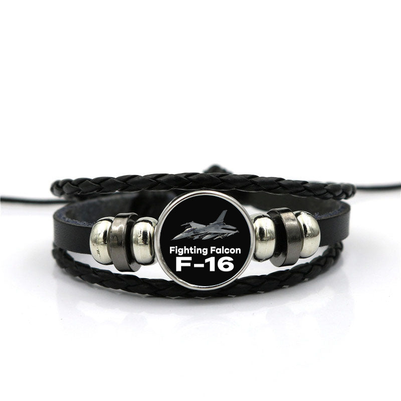The Fighting Falcon F16 Designed Leather Bracelets