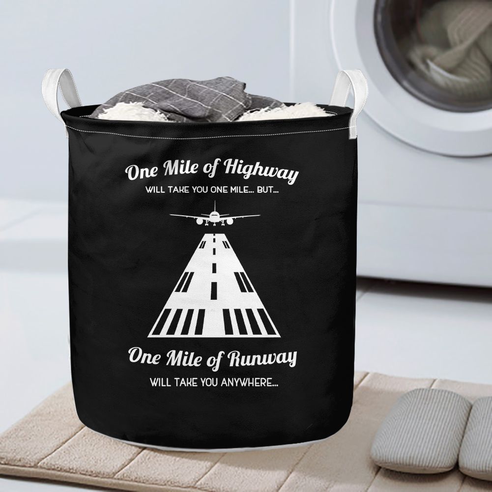 One Mile of Runway Will Take you Anywhere Designed Laundry Baskets