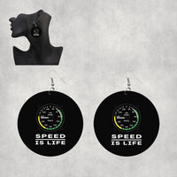 Thumbnail for Speed Is Life Designed Wooden Drop Earrings