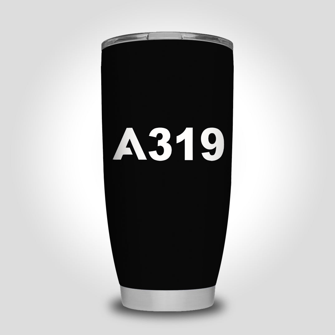 A319 Flat Text Designed Tumbler Travel Mugs