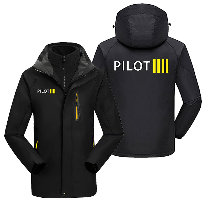 Pilot & Stripes (4 Lines) Designed Thick Skiing Jackets