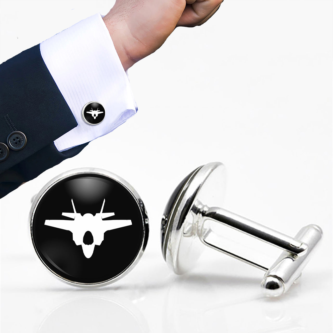 Fighter Jet 35 Silhouette Designed Cuff Links