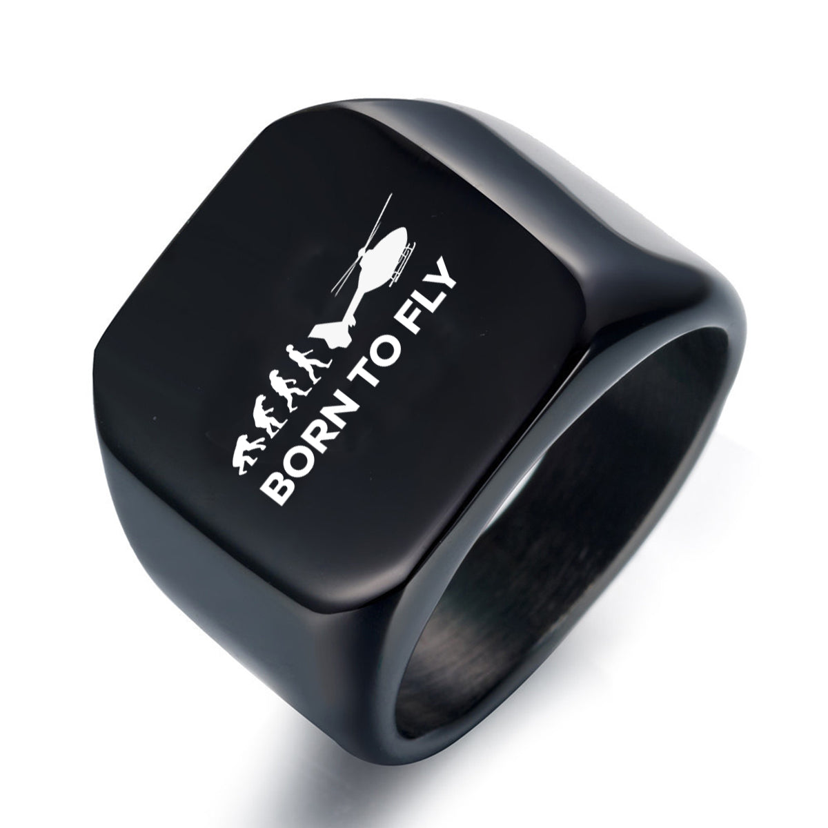 Born To Fly Helicopter Designed Men Rings