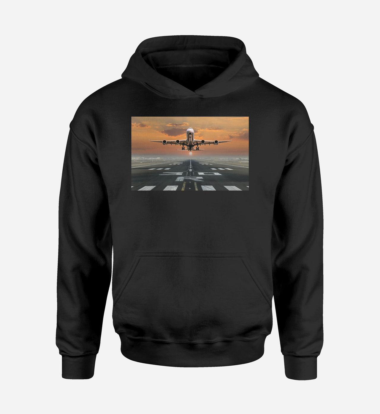 Aircraft Departing from RW30 Designed Hoodies