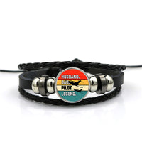 Thumbnail for Husband & Dad & Pilot & Legend Designed Leather Bracelets