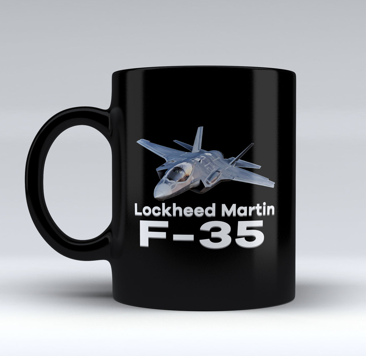 The Lockheed Martin F35 Designed Black Mugs
