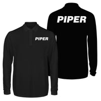 Thumbnail for Piper & Text Designed Long Sleeve Polo T-Shirts (Double-Side)