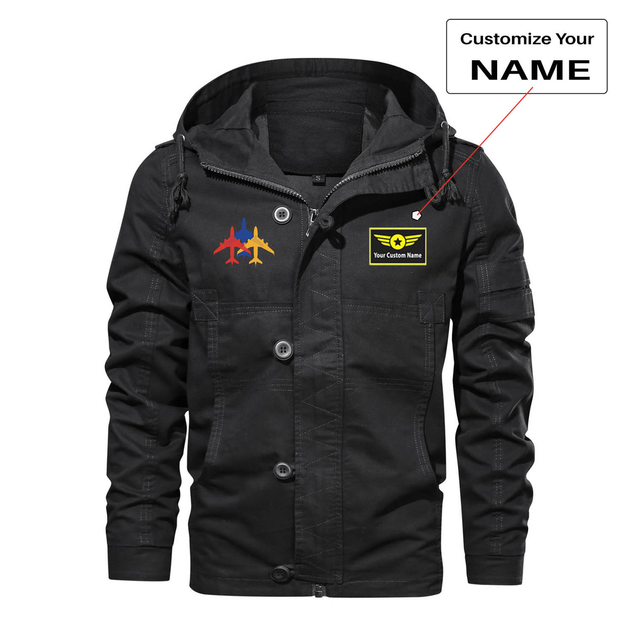 Colourful 3 Airplanes Designed Cotton Jackets