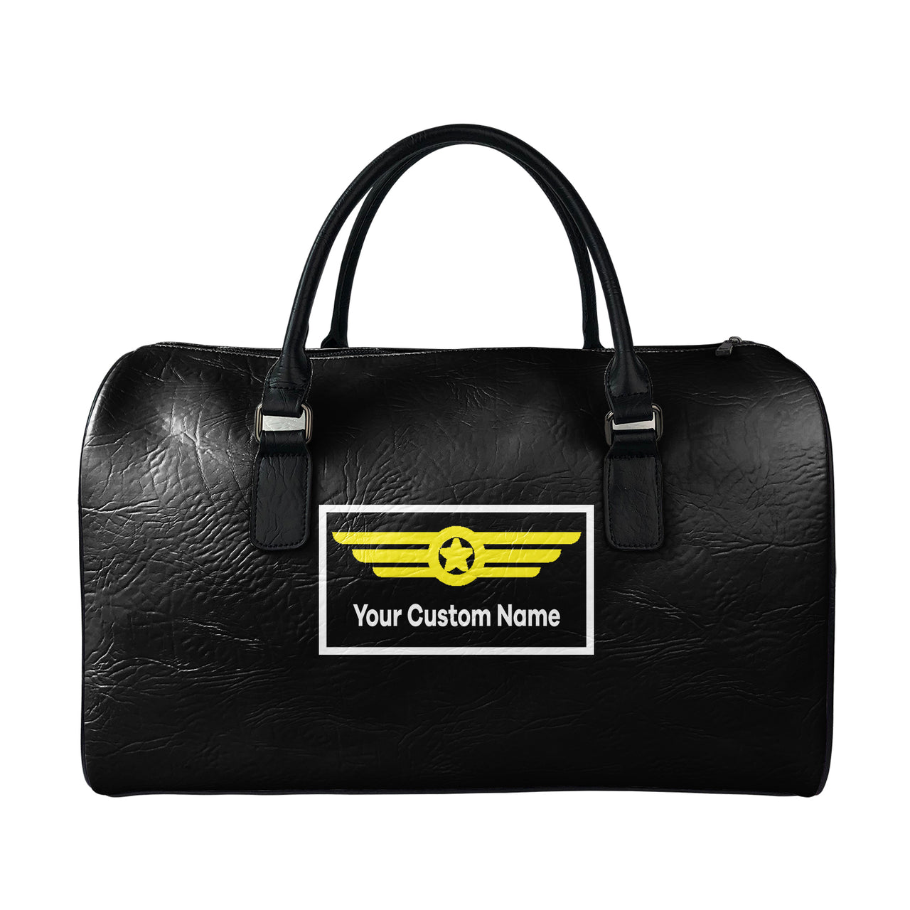 Custom Name (Badge 1) Designed Leather Travel Bag