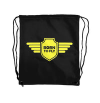 Thumbnail for Born To Fly & Badge Designed Drawstring Bags