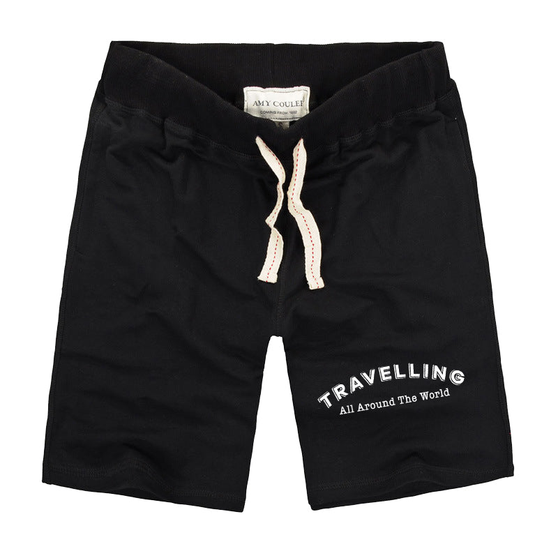 Travelling All Around The World Designed Cotton Shorts
