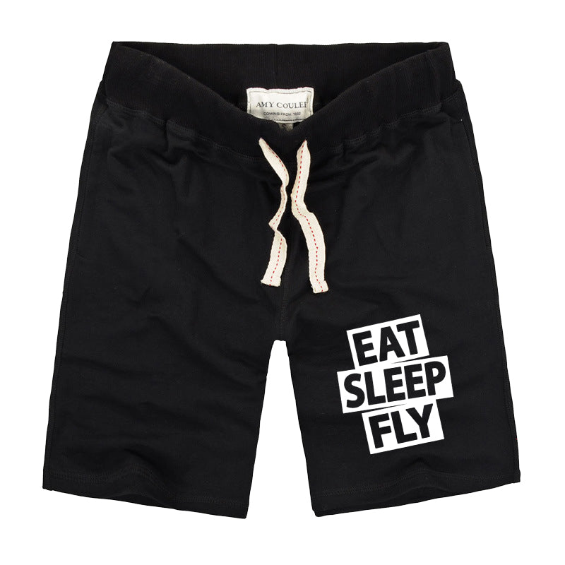 Eat Sleep Fly Designed Cotton Shorts