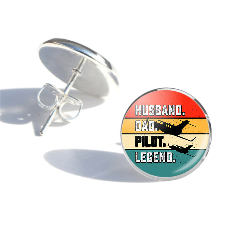 Husband & Dad & Pilot & Legend Designed Stud Earrings