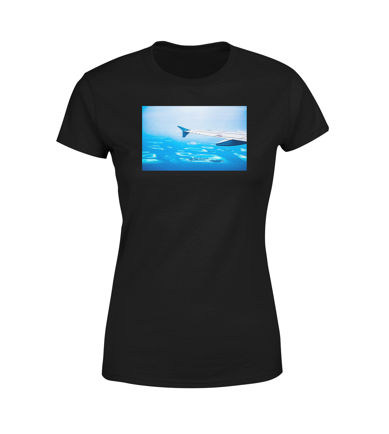Outstanding View Through Airplane Wing Designed Women T-Shirts
