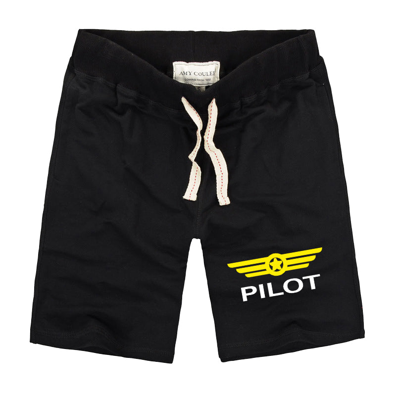 Pilot & Badge Designed Cotton Shorts