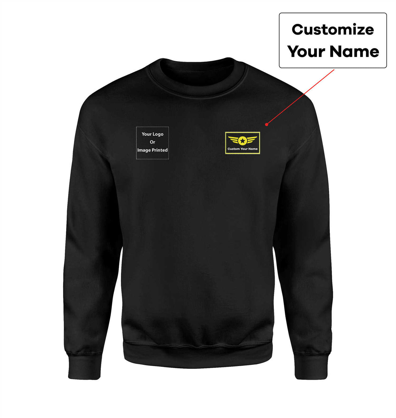 Side Your Custom Logos & Name (Special Badge) Designed Sweatshirts