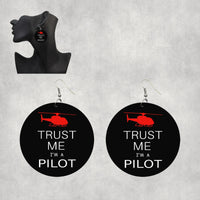Thumbnail for Trust Me I'm a Pilot (Helicopter) Designed Wooden Drop Earrings