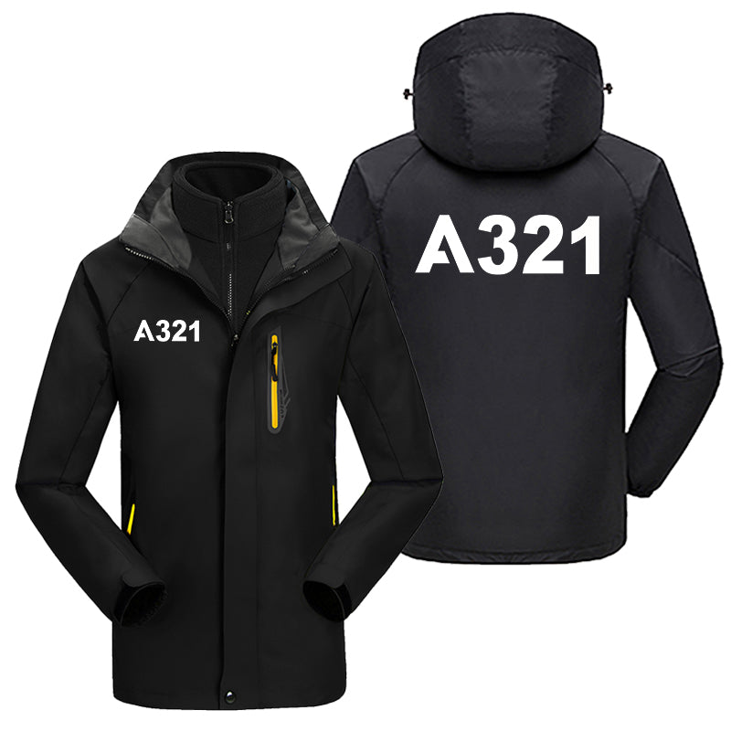 A321 Flat Text Designed Thick Skiing Jackets