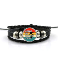 Thumbnail for Husband & Dad & Aircraft Mechanic & Legend Designed Leather Bracelets