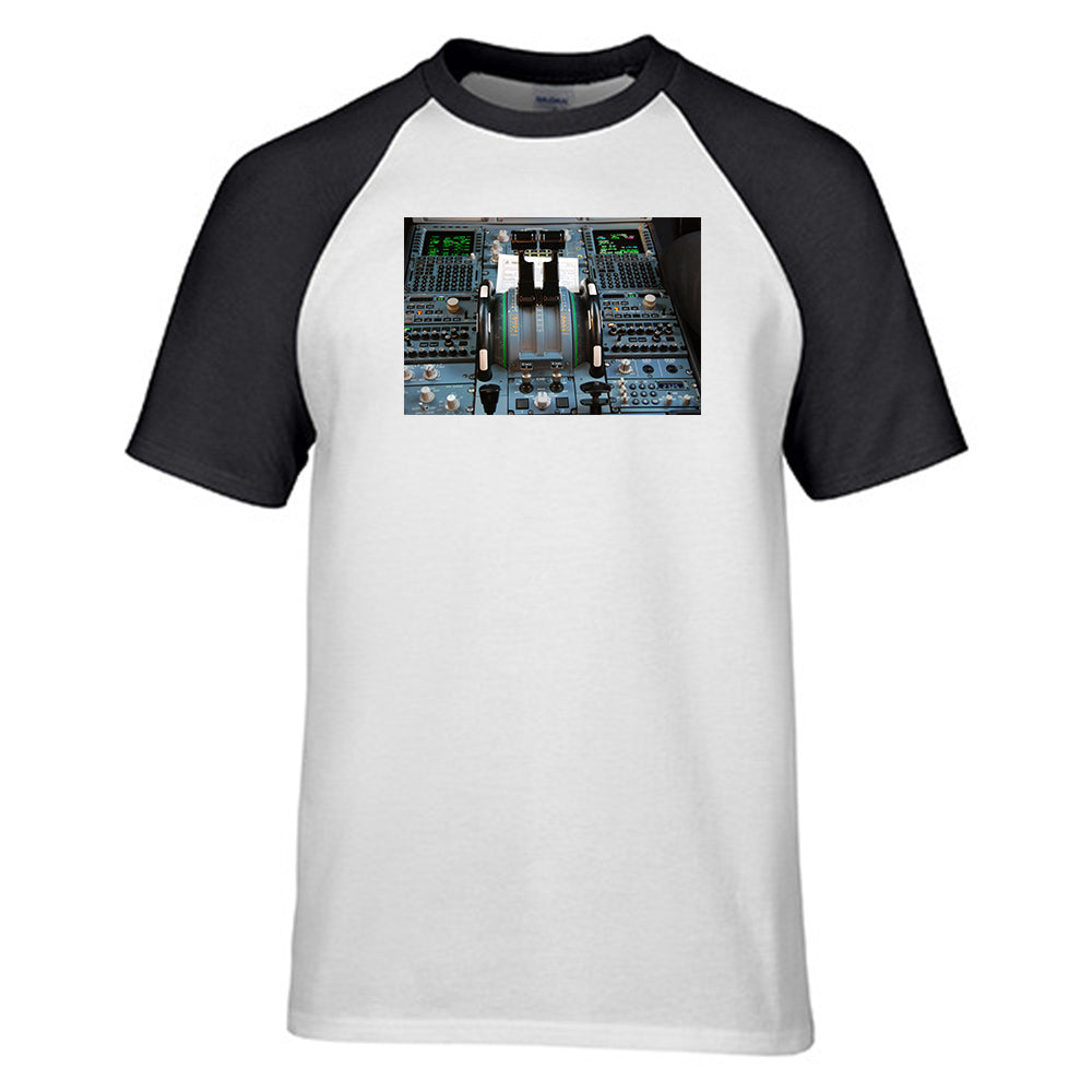 Airbus A320 Cockpit Designed Raglan T-Shirts