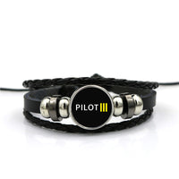 Thumbnail for Pilot & Stripes (3 Lines) Designed Leather Bracelets