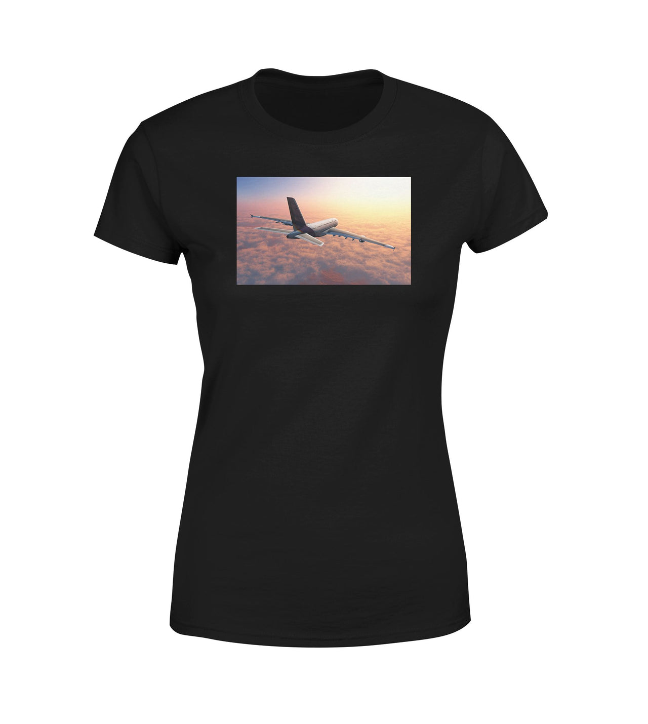Super Cruising Airbus A380 over Clouds Designed Women T-Shirts