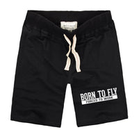 Thumbnail for Born To Fly Forced To Work Designed Cotton Shorts
