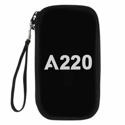 Airbus A220 Flat Text Travel Cases & aviation print travel case wallet, fits travel documents.