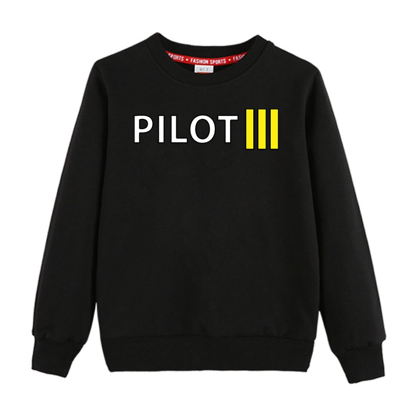 Pilot & Stripes (3 Lines) Designed "CHILDREN" Sweatshirts