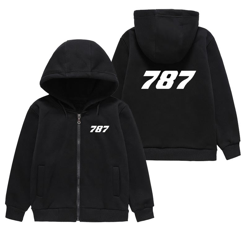 787 Flat Text Designed "CHILDREN" Zipped Hoodies