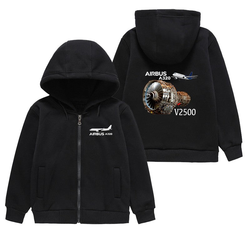 Airbus A320 & V2500 Engine Designed "CHILDREN" Zipped Hoodies
