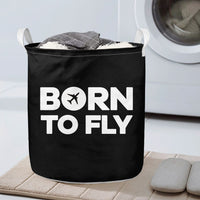 Thumbnail for Born To Fly aviation design on durable fabric with reinforced handles laundry basket.
