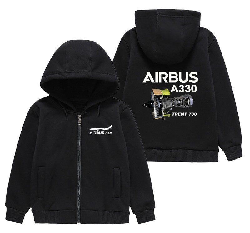Airbus A330 & Trent 700 Engine Designed "CHILDREN" Zipped Hoodies