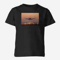 Thumbnail for Landing Boeing 747 During Sunset Designed Children T-Shirts