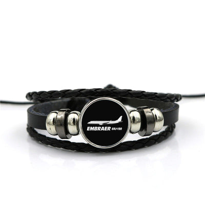 The Embraer ERJ-190 aviation bracelet, stainless steel body with engraved detail.