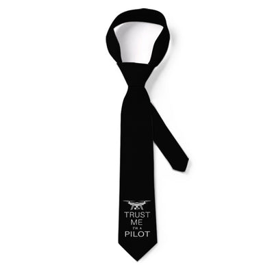Trust Me I'm a Pilot (Drone) aviation design on premium silk blend tie.