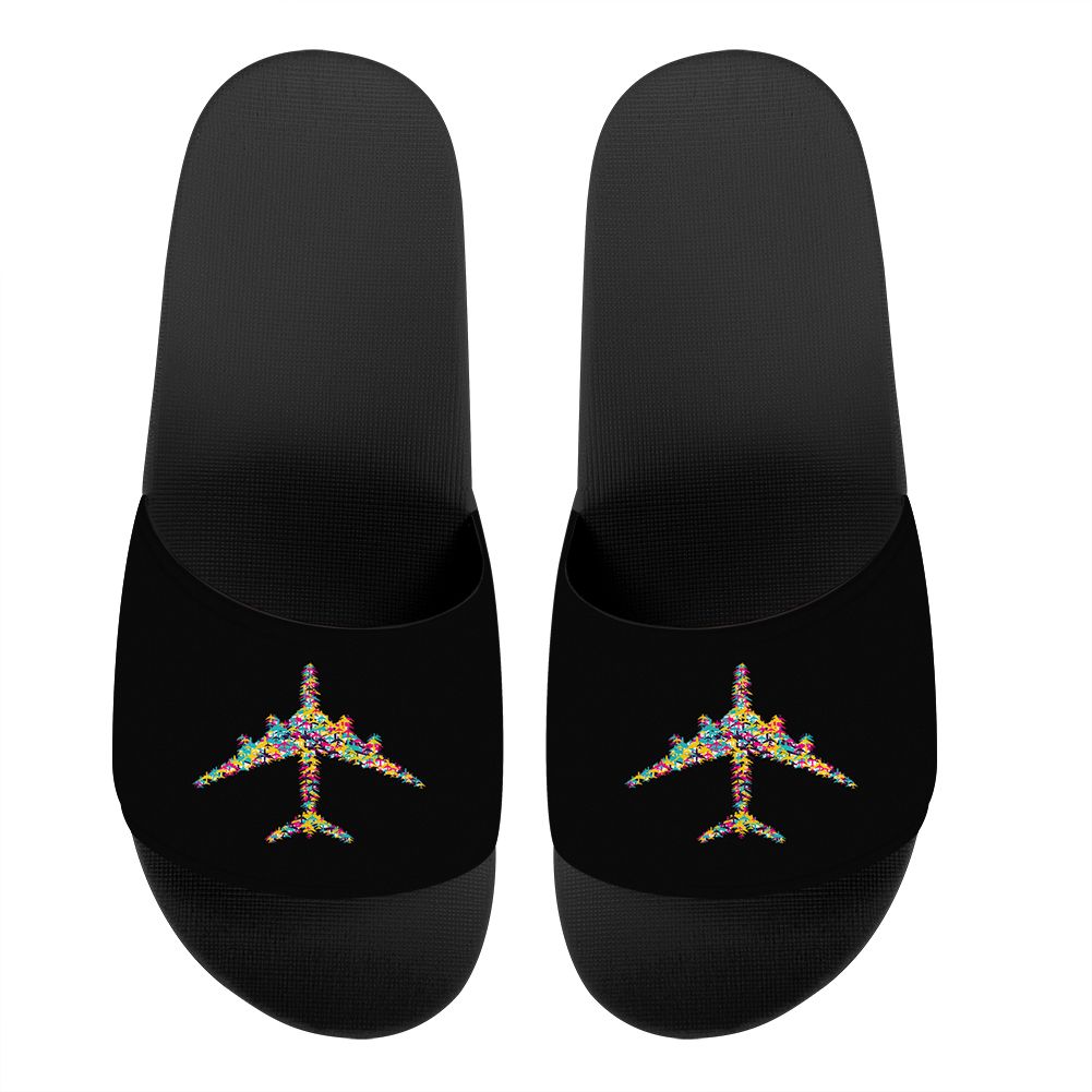 Colourful Airplane Designed Sport Slippers