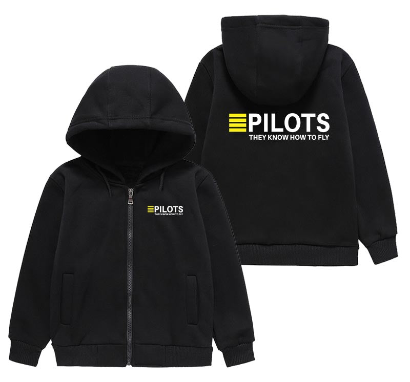Pilots They Know How To Fly Designed "CHILDREN" Zipped Hoodies