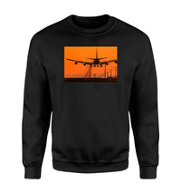 Thumbnail for Close up to Boeing 747 Landing at Sunset Designed Sweatshirts