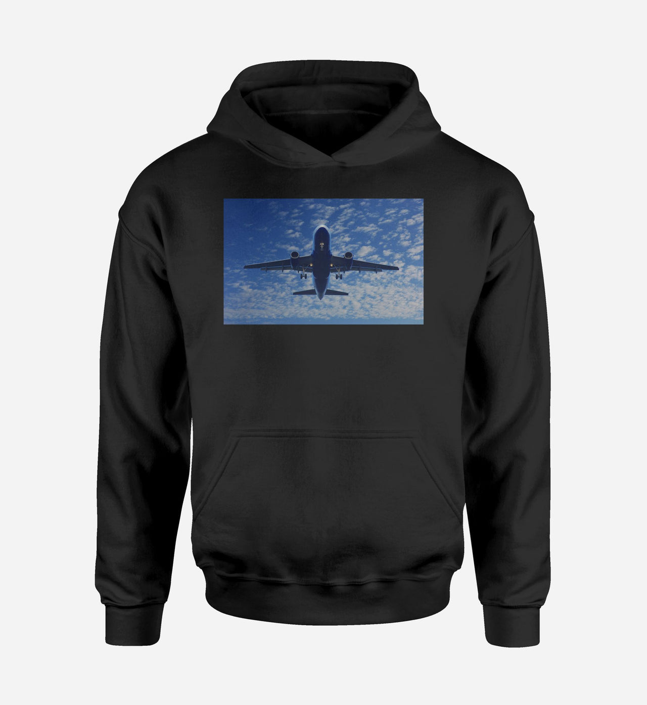 Airplane From Below Designed Hoodies