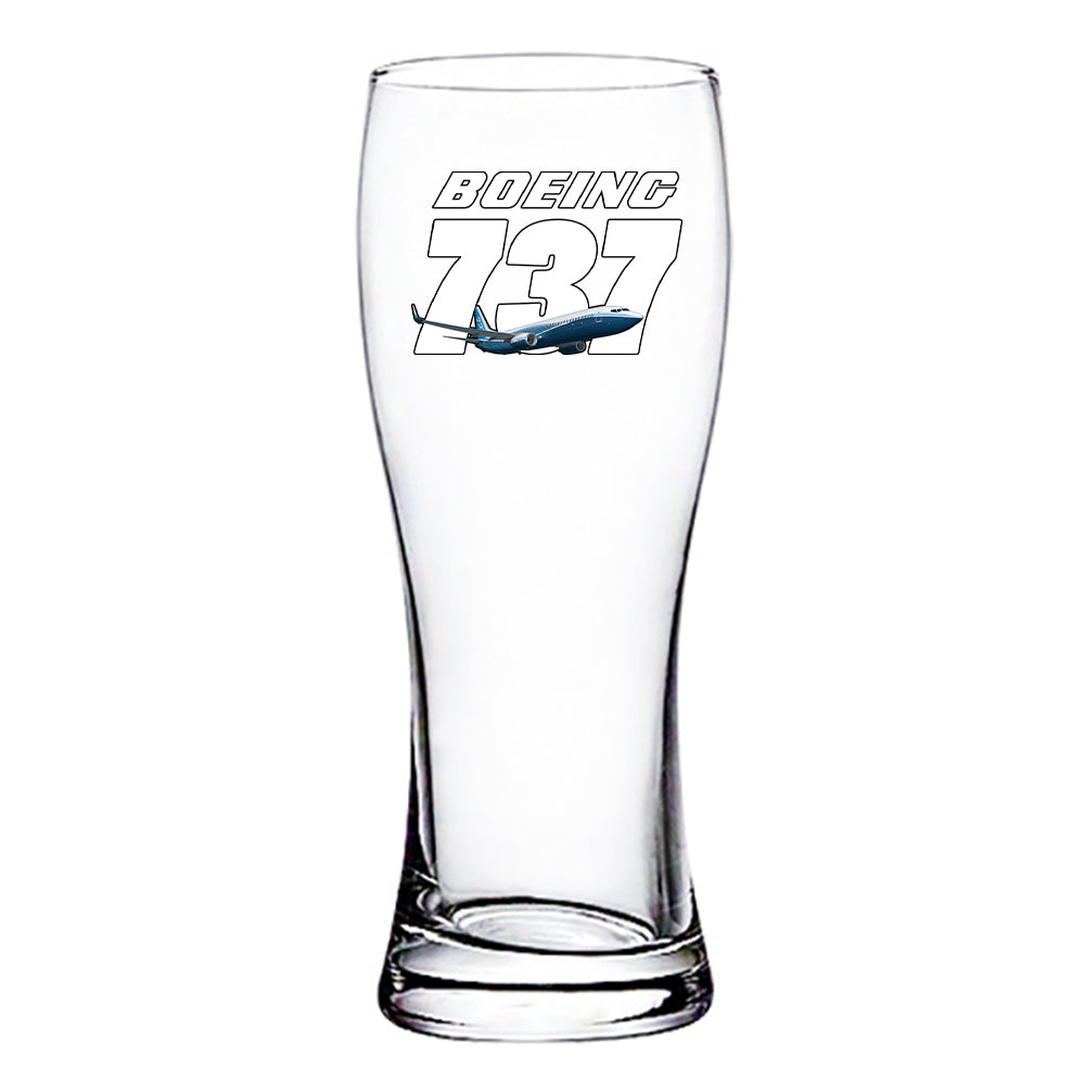 Super Boeing 737+Text Designed Pilsner Beer Glasses
