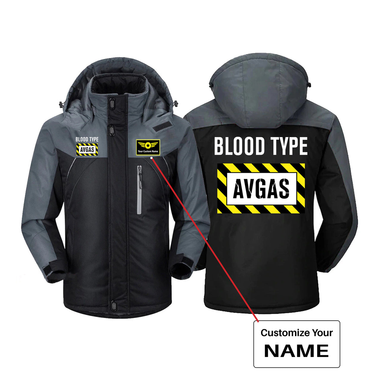 Blood Type AVGAS Designed Thick Winter Jackets