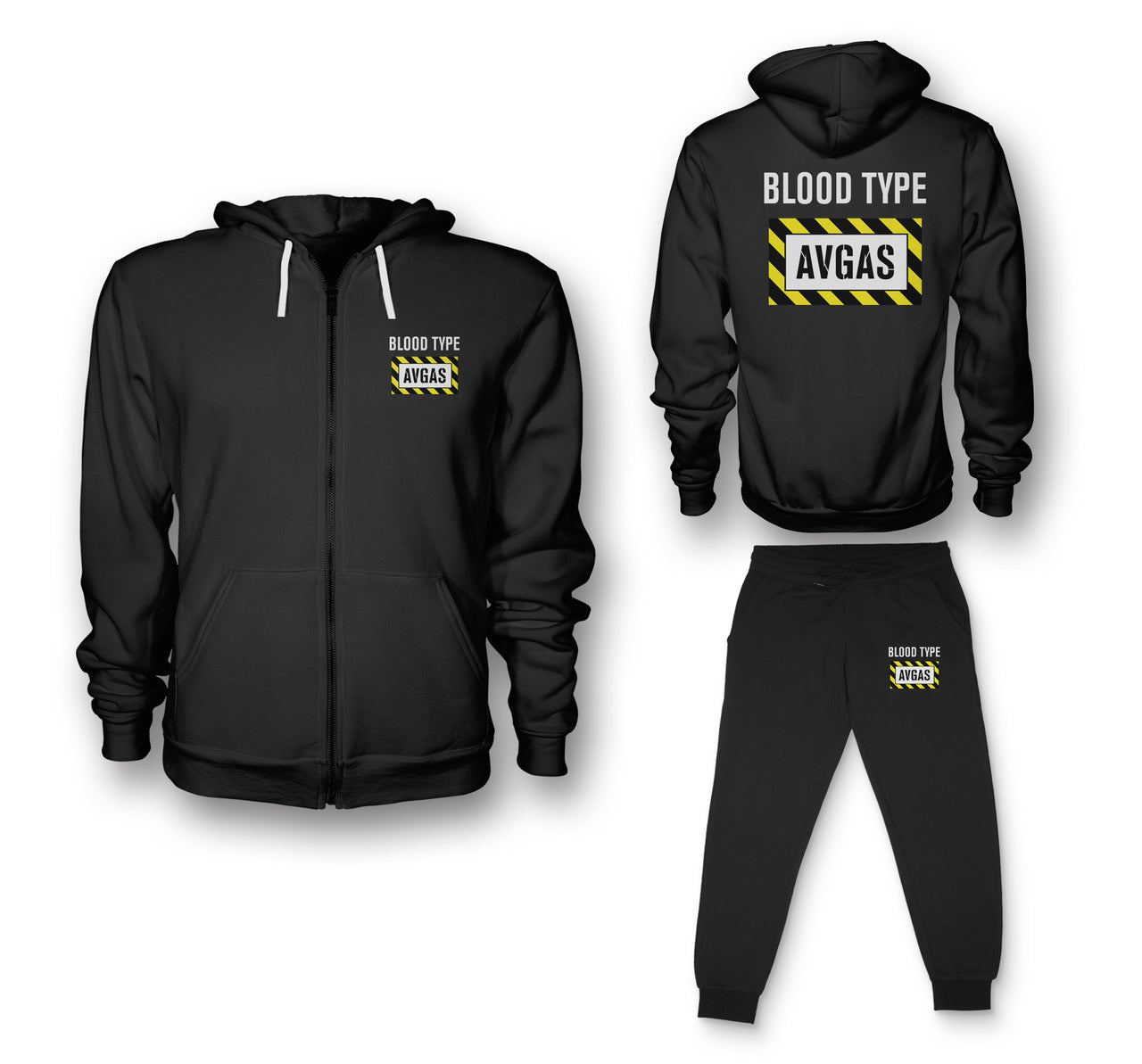 Blood Type AVGAS Designed Zipped Hoodies & Sweatpants Set