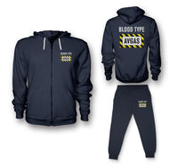 Thumbnail for Blood Type AVGAS Designed Zipped Hoodies & Sweatpants Set