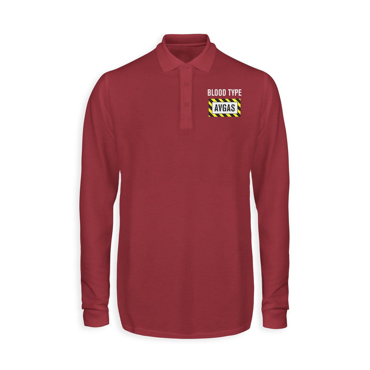 Blood Type AVGAS Designed Long Sleeve Polo T-Shirts