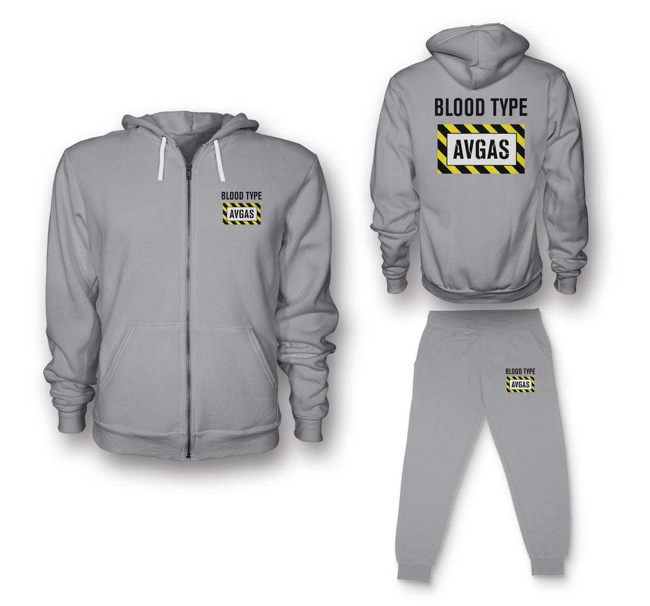 Blood Type AVGAS Designed Zipped Hoodies & Sweatpants Set