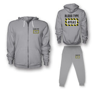 Thumbnail for Blood Type AVGAS Designed Zipped Hoodies & Sweatpants Set